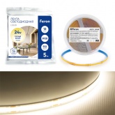 Светодиодная COB лента Feron LS530 512SMD(2110) 12Вт/м 24V 3000K IP20 5000x10x1.8mm