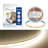 Светодиодная COB лента Jazzway PLS PRO 384 Led/m 12W/m 3000K 24V 1100Lm IP20 5m