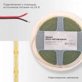 Светодиодная COB лента Rexant 512 LED/м, 14Вт/м 6500K 24V дневной свет IP20 5000x8mm