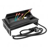 Встраиваемый настольный розеточный блок EKF выдвижной на 8 модулей C-Line черный