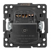 Механизм розетки EKF 2P+E 16А 2хUSB-А 2A с защитными шторками Стокгольм черный