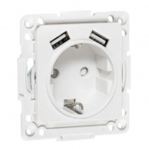 Механизм розетки EKF 2P+E 16А 2хUSB-А 2A с защитными шторками Стокгольм белый