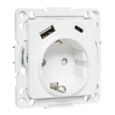 Механизм розетки EKF 2P+E 16А USB-А+C с защитными шторками Стокгольм белый