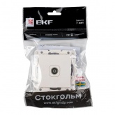 Механизм розетки EKF проходная TV 75Ом 10дБ 5-862МГц Стокгольм белый