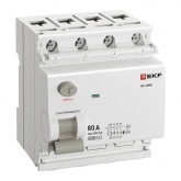 УЗО EKF PROxima ВД-100N 4П 80А 300мА тип AC 6кА (электромеханическое) (ВДТ)