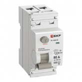 УЗО EKF PROxima ВД-100N (S) 2П 80А 300мА тип AC селективное 6кА (электромеханическое) (ВДТ)