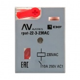 Реле промежуточное с кнопкой и механической индикацией EKF AVERES RPAt 22/3 10A 230В AC