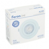 Светодиодный светильник Feron AL540 5W 4000K 400Lm белый, круглый встраиваемый d65/D75x16mm