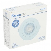 Светодиодный светильник Feron AL540 7W 4000K 560Lm белый, круглый встраиваемый d77/D90x16mm