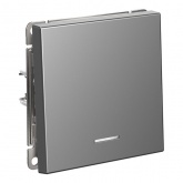 Одноклавишная кнопка без фиксации с подсветкой SE ArtGallery 10А сталь