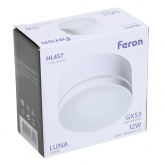 Светильник потолочный Feron HL457 под лампу GX53 230V max 12W белый D100x50mm