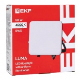 Прожектор светодиодный EKF LUMA СДО-4004 50W 4000K 4500Lm IP65 с равномерной засветкой