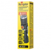 Фонарь Navigator 95 551 NPT-CM18-ACCU алюминий 3 режима 1LED 5Вт, аккумулятор Li-ion 3,7В, 1200мАч