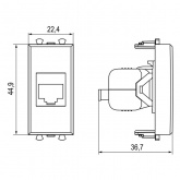 Розетка DKC Avanti компьютерная RJ-45 модульная кат.6 1 модуль без шторок белое облако