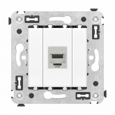 Компьютерная розетка RJ-45 без шторки в стену, кат.6 одинарная экранированная, Avanti, Белое обла