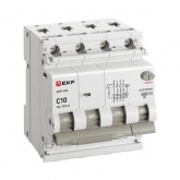 Дифавтомат EKF PROxima АВДТ-63N 3P+N 10А 30мА характеристика C тип АС трехфазный электронный 6кА (дифференциальный автомат, АВДТ)