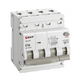 Дифавтомат EKF PROxima АВДТ-63N 3P+N 16А 30мА характеристика C тип АС трехфазный электронный 6кА (дифференциальный автомат, АВДТ)