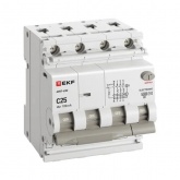 Дифавтомат EKF PROxima АВДТ-63N 3P+N 25А 100мА характеристика C тип АС трехфазный электронный 6кА (дифференциальный автомат, АВДТ)