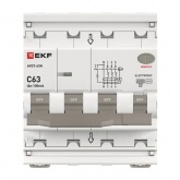 Дифавтомат EKF PROxima АВДТ-63N 3P+N 63А 100мА характеристика C тип АС трехфазный электронный 6кА (дифференциальный автомат, АВДТ)