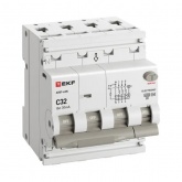Дифавтомат EKF PROxima АВДТ-63N 3P+N 32А 30мА характеристика C тип А трехфазный электронный 6кА (дифференциальный автомат, АВДТ)