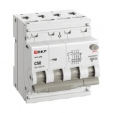 Дифавтомат EKF PROxima АВДТ-63N 3P+N 50А 100мА характеристика C тип А трехфазный электронный 6кА (дифференциальный автомат, АВДТ)