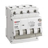Дифавтомат EKF PROxima АВДТ-63N (S) 3P+N C40А 100мА тип АС трехфазный селективный электронный 6кА (дифференциальный автомат, АВДТ)