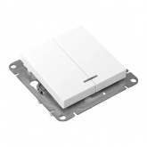 Механизм выключателя 2-клавишного EKF с подсветкой 10А Эпика белый