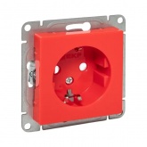 Механизм розетки EKF 2P+E 16А с защитными шторками Эпика красный
