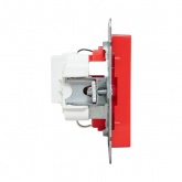 Механизм розетки EKF 2P+E 16А с защитными шторками Эпика красный