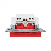 Механизм розетки EKF 2P+E 16А с защитными шторками Эпика красный