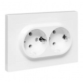 Двойная розетка EKF 2х2P+E 16А с рамкой Эпика белый