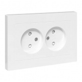 Двойная розетка EKF без заземления 2х2P 16А с защитными шторками с рамкой Эпика белый