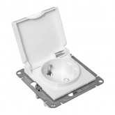 Механизм розетки EKF 2P+E 16А с защитными шторками с крышкой IP44 Эпика белый