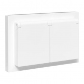 Двойная розетка EKF 2х2P+E 16А с защитными шторками с крышкой с рамкой IP44 Эпика белый