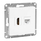 Механизм розетки EKF HDMI+RJ45 (cat5) Эпика белый