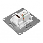 Механизм розетки EKF HDMI+RJ45 (cat5) Эпика белый