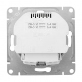 Механизм розетки EKF 2P+E 16А с USB-C - 2шт со шторками Эпика алюминий