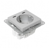 Механизм розетки EKF 2P+E 16А с USB-C - 2шт со шторками Эпика алюминий