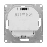 Механизм розетки EKF 2P+E 16А с USB-А и USB-C со шторками Эпика алюминий