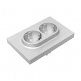 Двойная розетка EKF 2х2P+E 16А с защитными шторками с рамкой Эпика алюминий