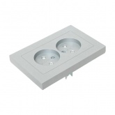 Двойная розетка EKF без заземления 2х2P 16А с защитными шторками с рамкой Эпика алюминий