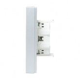 Двойная розетка EKF без заземления 2х2P 16А с защитными шторками с рамкой Эпика алюминий