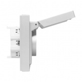 Двойная розетка EKF 2х2P+E 16А с защитными шторками с крышкой с рамкой IP44 Эпика алюминий