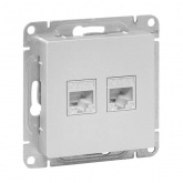 Механизм двойной компьютерной розетки EKF RJ45 кат.5 Эпика алюминий