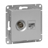 Механизм розетки EKF TV+RJ45 (cat5) Эпика алюминий