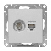 Механизм розетки EKF TV+RJ45 (cat5) Эпика алюминий