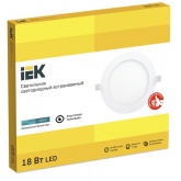 Светильник светодиодный ИЭК LED ДВО 1607 18Вт 4000K 1260Lm IP20 круг белый d200/D220x23mm