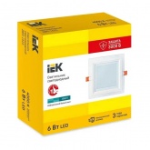 Светильник светодиодный ИЭК LED ДВО 1623 6Вт 4000К 480Lm IP20 со стеклом квадрат 75x75/96x96x37mm