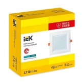Светильник светодиодный ИЭК LED ДВО 1624 12W 4000К 1020Lm IP20 со стеклом квадрат 125x125/160x160x37