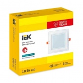 Светильник светодиодный ИЭК LED ДВО 1625 18Вт 4000К 1530Lm IP20 со стеклом квадрат165x165/200x200x37